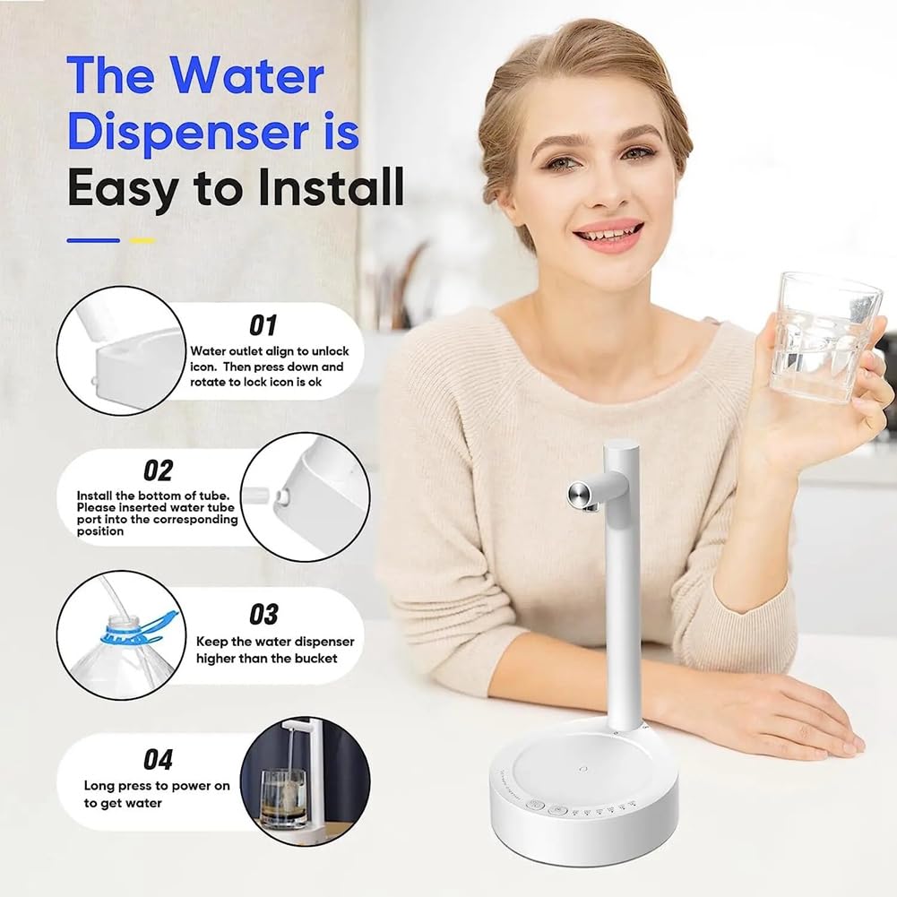 Automatic Electric Smart Water Bottle Dispenser for 5 Gallon & Universal Bottles - Countertop Water Dispenser for Home, Office, and Kitchen Use