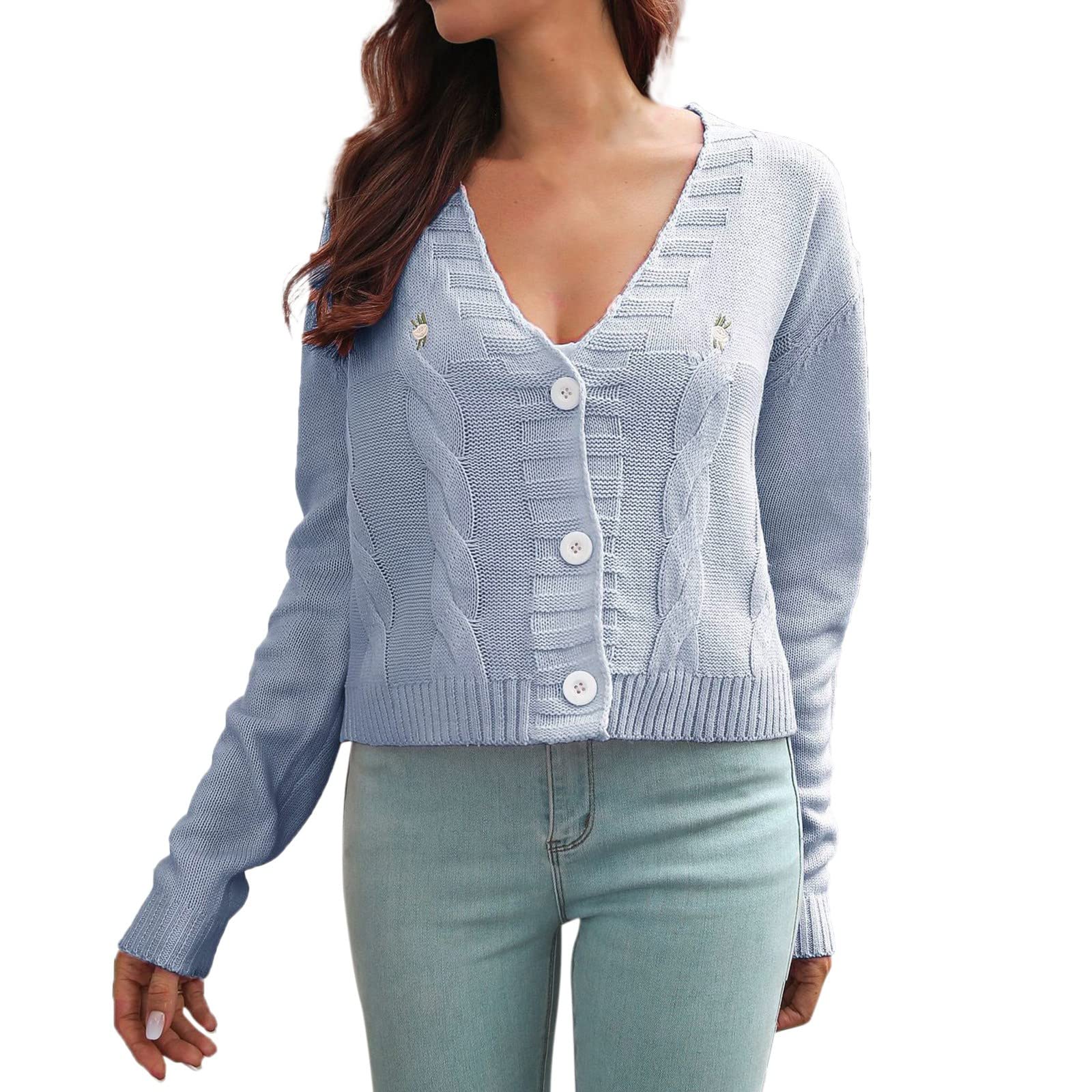 ViYViEve Women's Oversized Waffle Knit Cardigan - Button Down Long Sleeve Open Front Sweater with Pockets | Cozy Fall & Winter Layering, Casual Office Wear, Coffee Date Outfit
