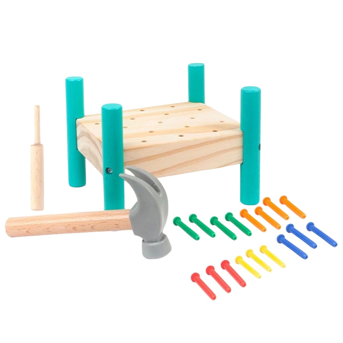 Hohopeti Wooden Hammering and Pounding Toy Set - Brain Development & Matching Game for Toddlers - Perfect for Early Learning, Fine Motor Skills Practice, and Montessori Playtime at Home or Preschool