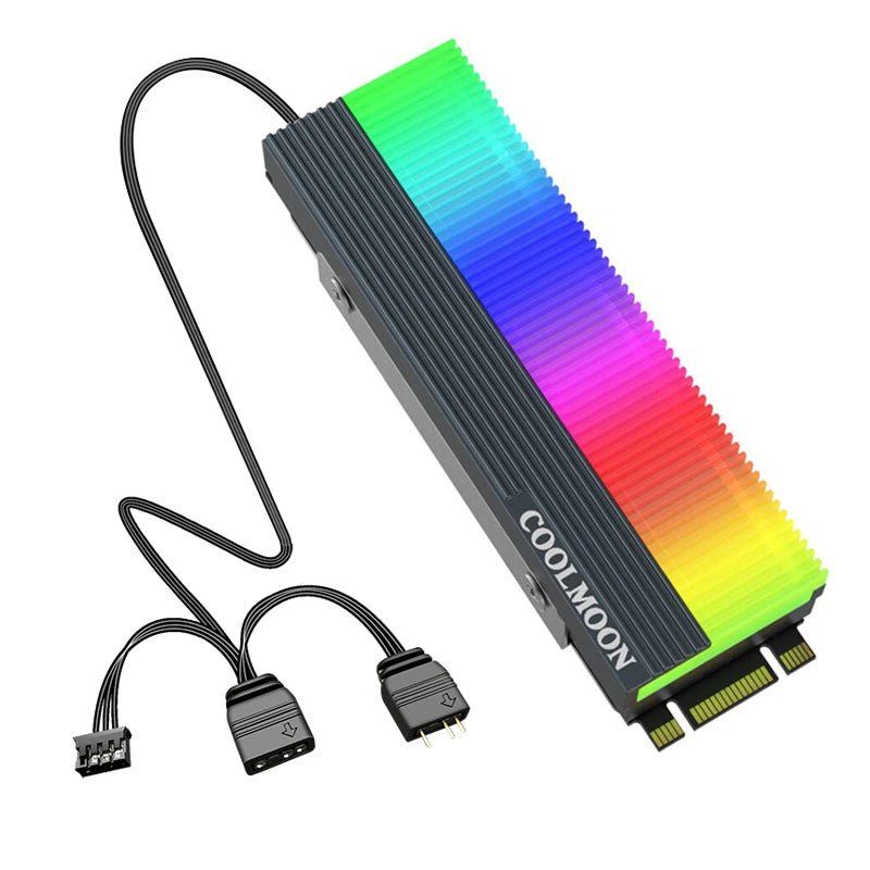 COOLMOON CM M2A M.2 SSD Heatsink Cooler with ARGB Lighting - High Performance Cooling Solution for Gaming PCs & Workstations