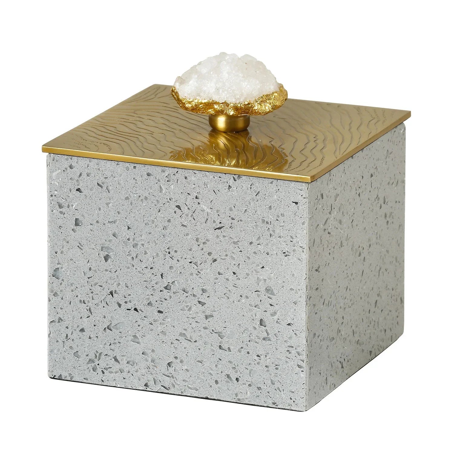 Alyssa Small and Large Canister Set - Granite & Gold Finish for Kitchen Storage and Countertop Organization