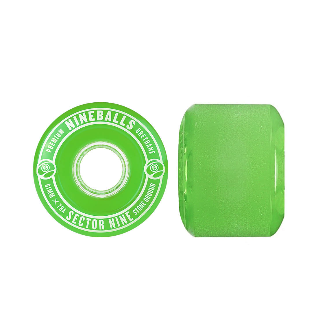 Sector 9 Nineballs 61mm 78a 4pk Skateboard Wheels - Green - Perfect for Cruising, Carving & Longboard Riding