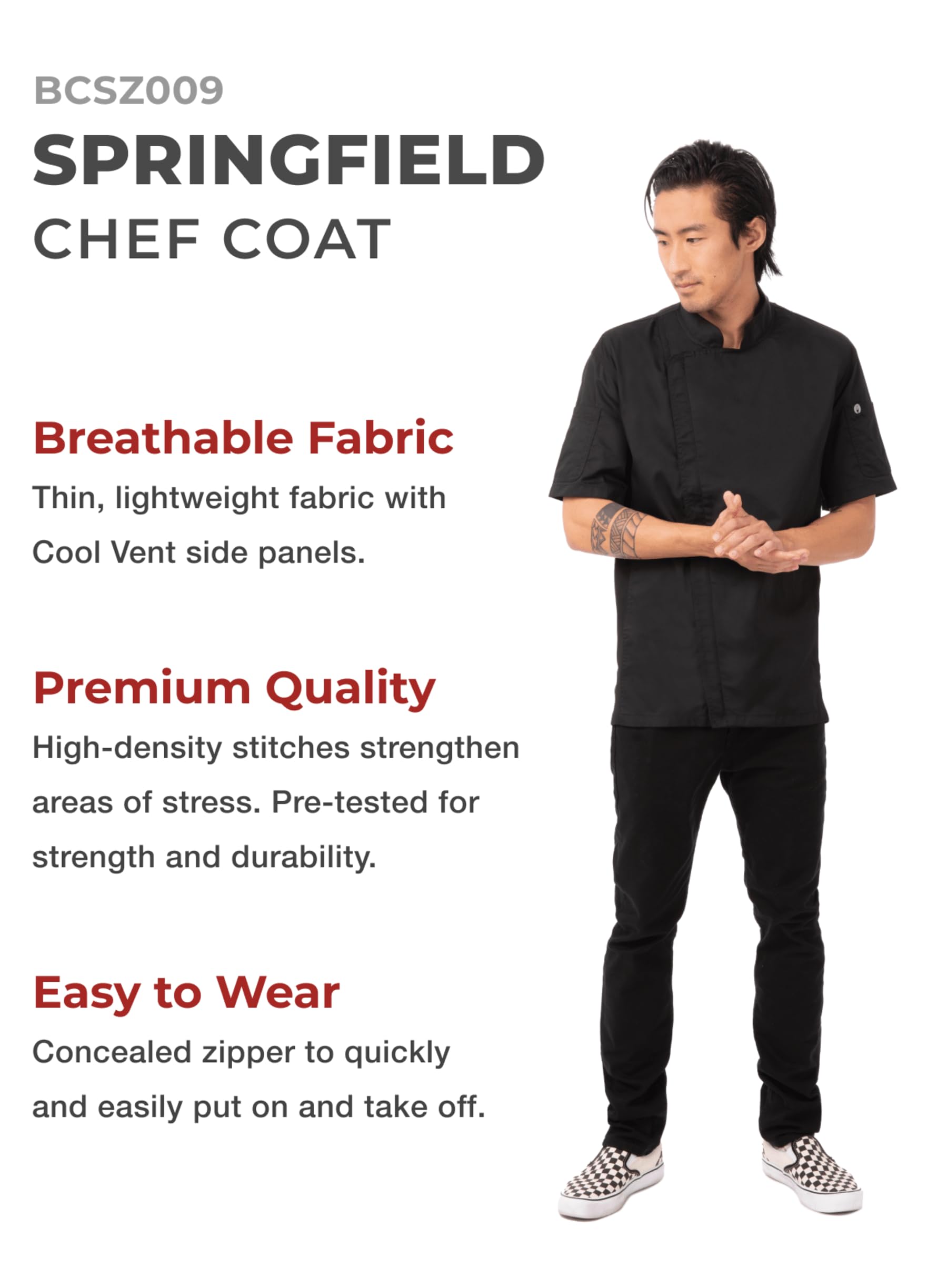 Chef Works Custom Personalized Men's Springfield Chef Coat - Professional Kitchen Apparel for Cooking, Baking & Culinary Arts
