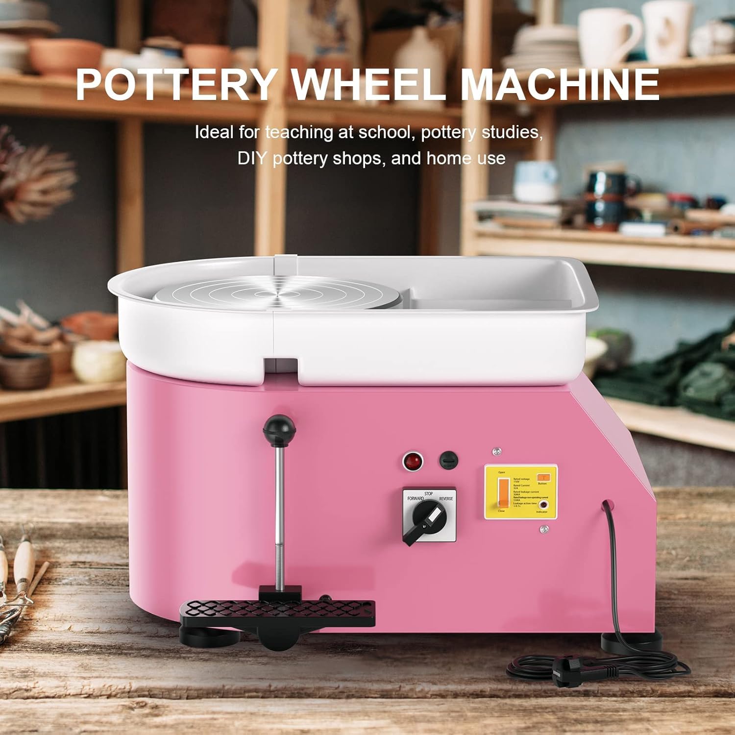 350W Electric Pottery Wheel with Foot Pedal - 25CM Ceramic Forming Machine for DIY Clay Art, Pottery Crafting & Ceramic Making - Perfect for Beginners & Artists (Pink) - Home Studio, Classroom & Art Workshop Essential