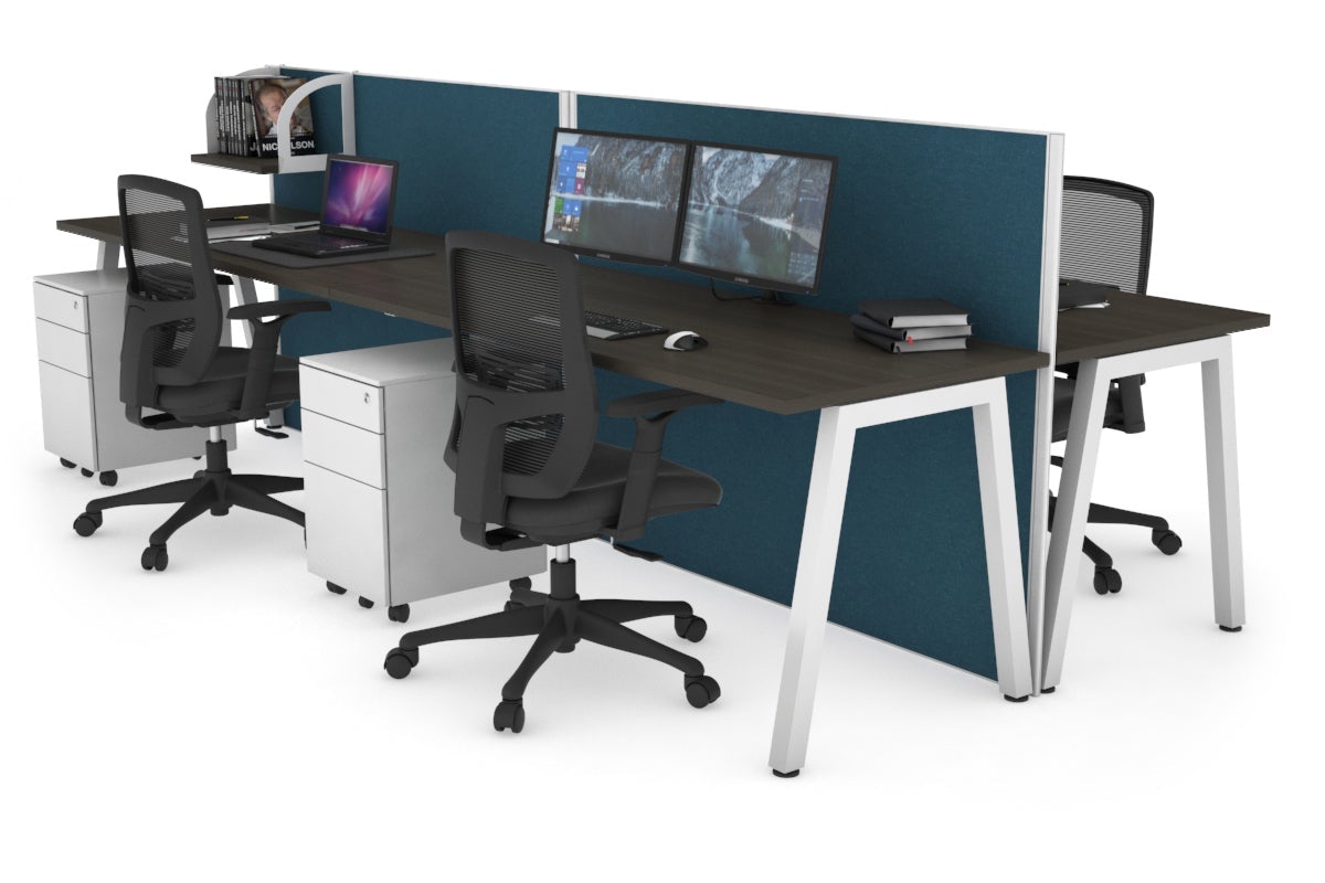 Horizon Quadro 4-Person Office Workstation Bench with A-Legs - 1200L x 700W Dimensions - Perfect for Collaborative Workspaces, Conference Rooms & Open Office Layouts