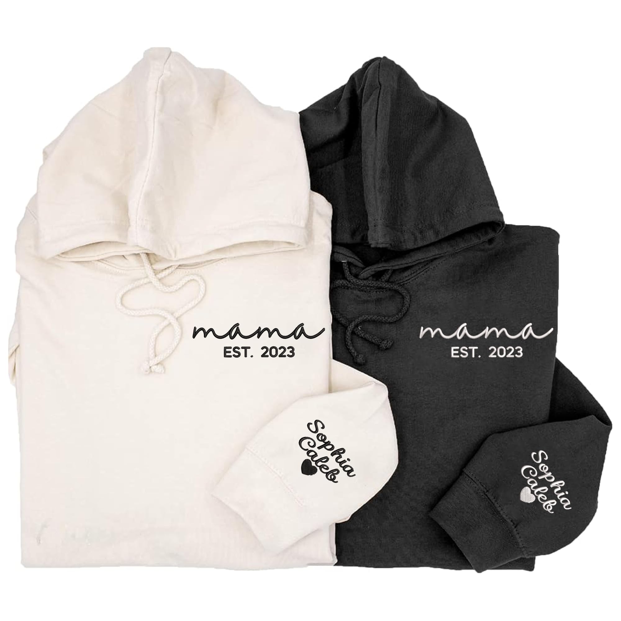 Custom Embroidered Mama Sweatshirt with EST Date & Kids Names - Personalized Gifts for Mom & Grandma - Perfect for Mother's Day, Birthday & Family Photos