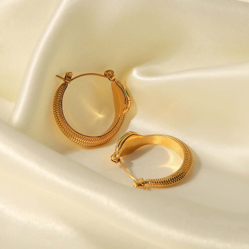 18K Gold Snake Huggie Hoops Earrings for Women | Trendy Minimalist Hoop Earrings | Perfect for Everyday Wear, Parties & Gifts | JDE352