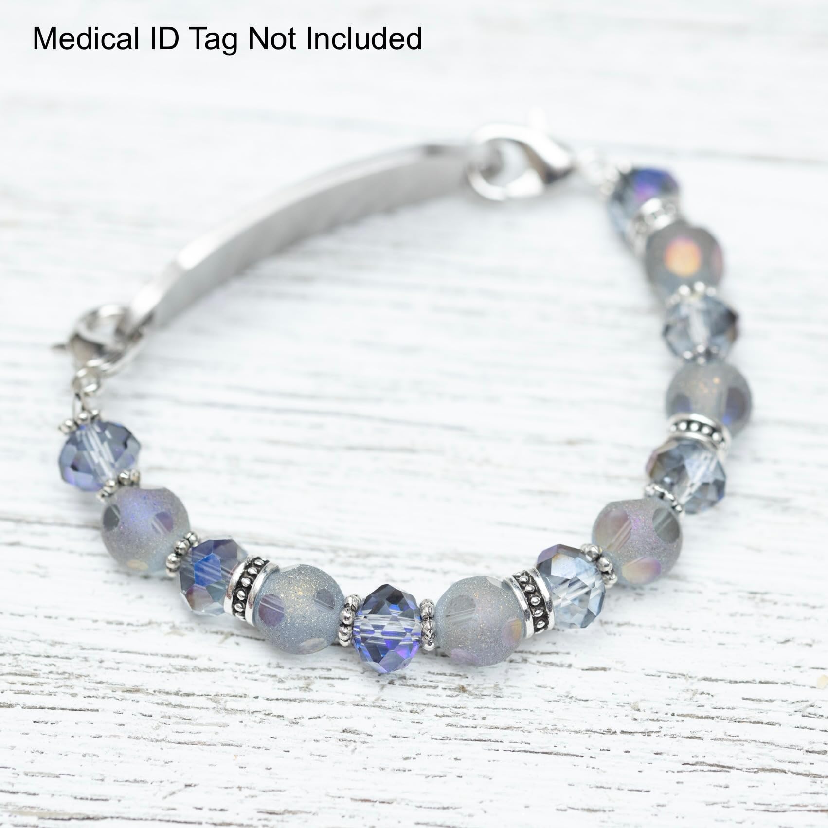 Stretch Medical Alert Bracelet Replacement Band - Interchangeable Beaded Style for Medical ID (Galaxy Metallic, Average 5.5