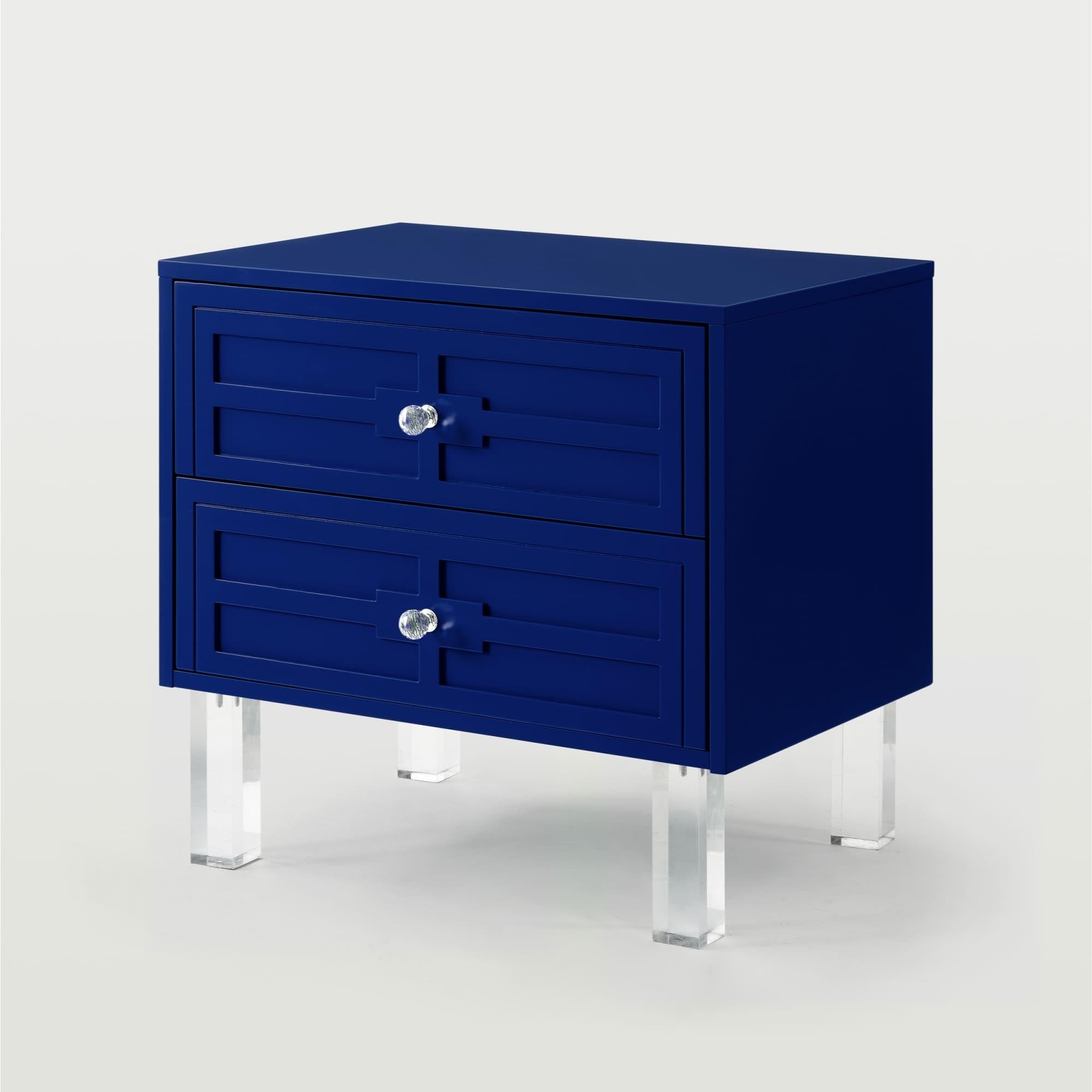 Giorgio Lucite Leg Side Table - Navy Accent Table & Nightstand for Living Room, Bedroom & Office | Modern Home Decor