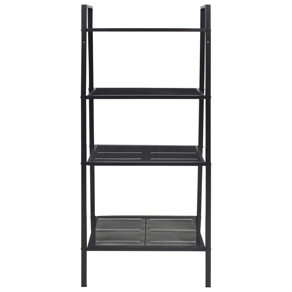 FAMIROSA 4-Tier Metal Ladder Bookcase - Black | Modern Bookshelf for Living Room, Bedroom & Office Storage