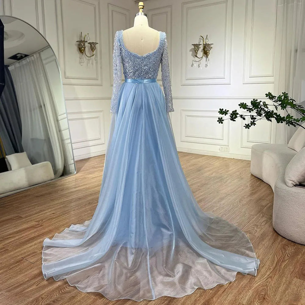Serene Hill Arabic Blue Sweetheart Mermaid Evening Gown with Beaded Overskirt - Luxury Wedding Party Dress for Women 2025 | LA72548 | Perfect for Bridal Showers, Formal Events & Red Carpet Occasions