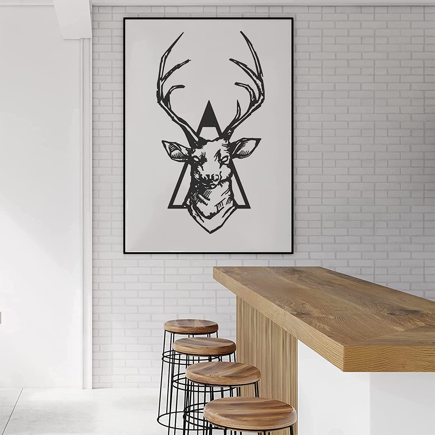 Modern Geometric Deer Head Metal Wall Art Sculpture - Safety Certified Decorative Metal Deer Head for Home, Office & Living Room - African Inspired Wall Décor for Rustic, Farmhouse & Contemporary Interiors