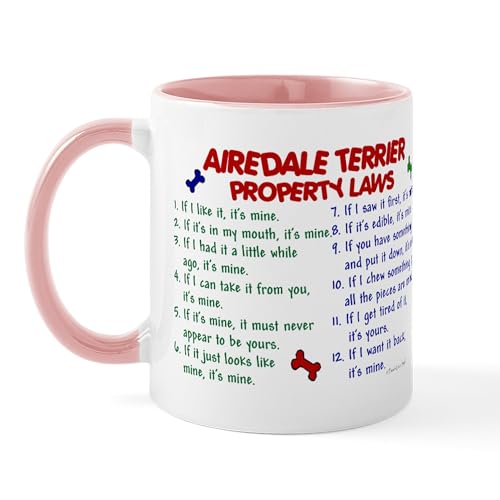 White/Pink Inside - Airedale Terrier Property Laws 2 Mug