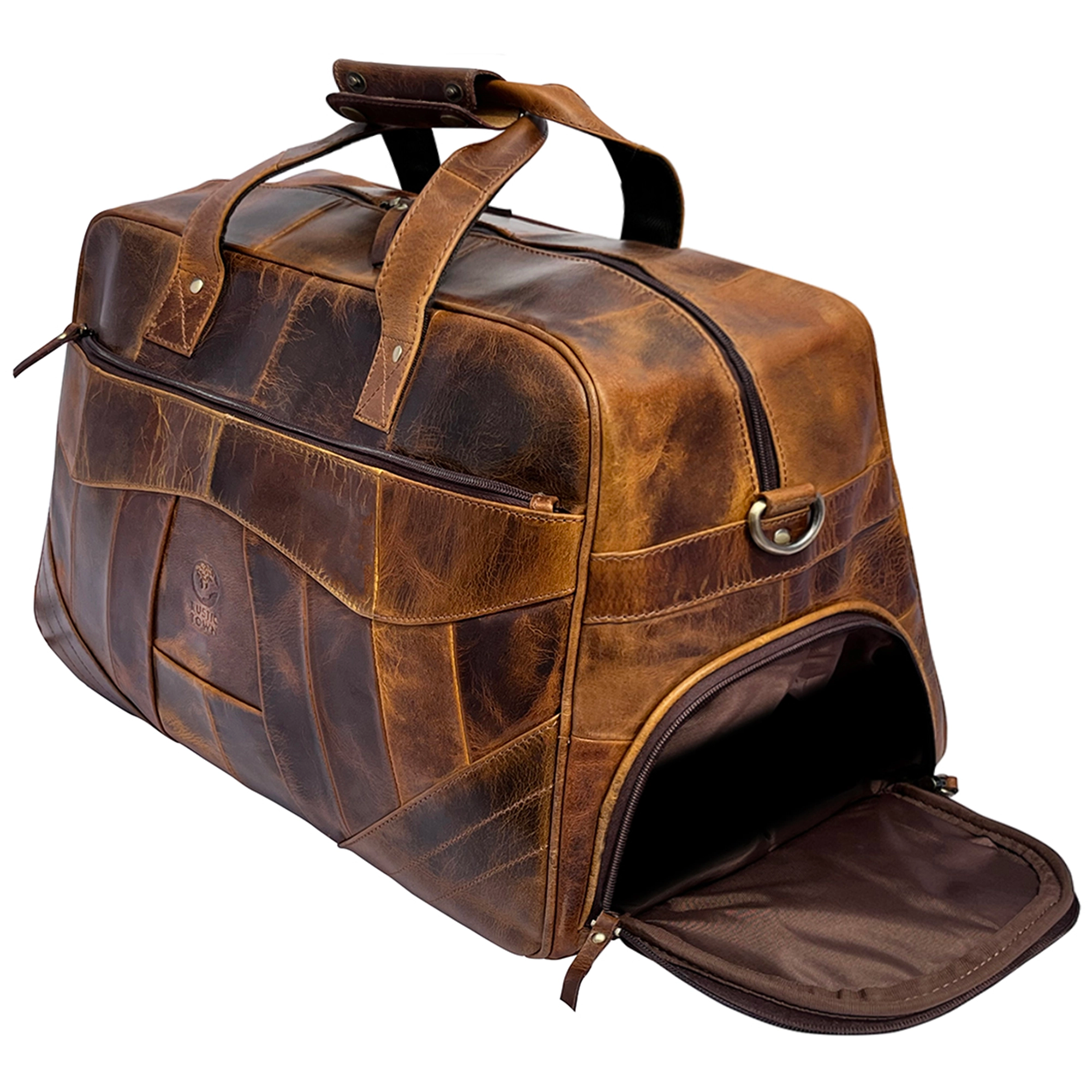 Premium John Leather Travel Duffle Bag - Waterproof & Spacious Carry-On Luggage for Men & Women - Perfect for Gym, Weekend Trips & Business Travel