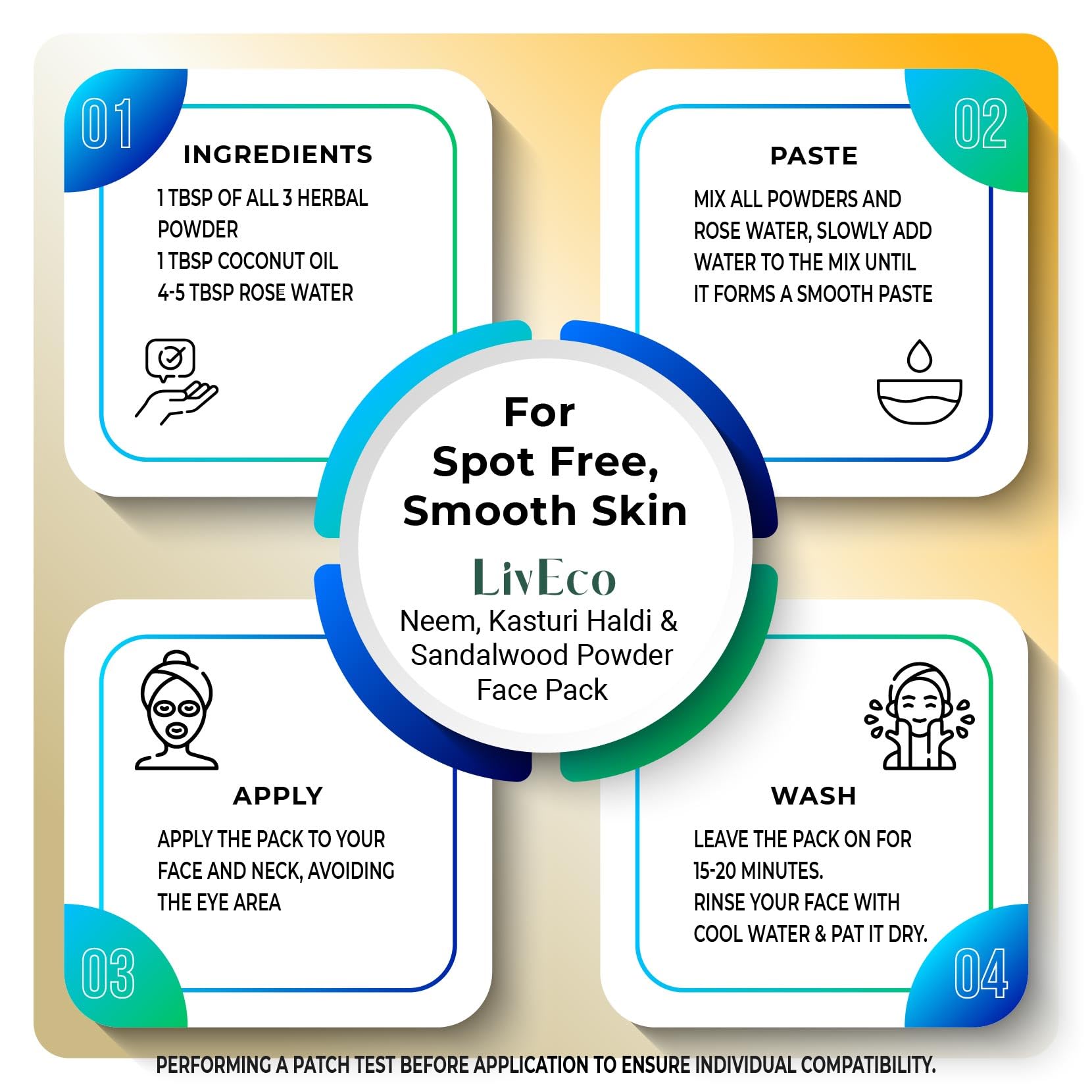 Organic Sandalwood, Neem & Kasturi Turmeric Powder for DIY Face Mask - 300g (3x100g) Natural Skin Brightening & Tan Removal - Herbal Facial Treatment for Glowing Complexion | Perfect for Spa Day & At-Home Skincare Routine
