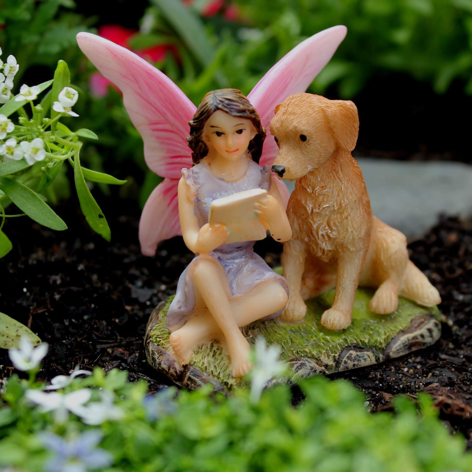 Fairy Garden Figurine - Cute Miniature Fairy Statue with Puppy for Indoor & Outdoor Decor - Sofia Fairy Collectible - Perfect for Fairy Gardens, Terrariums, and Home Decoration
