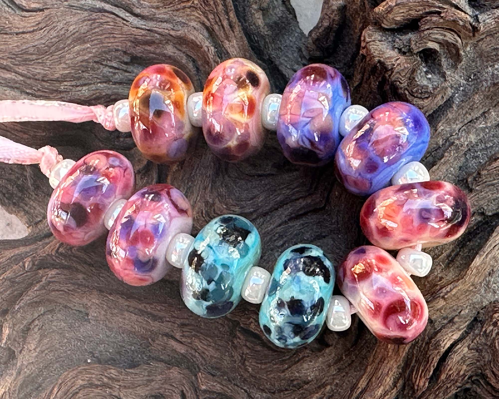 10-Piece Mosaic Mix Lampwork Glass Beads Set for Jewelry Making - DIY Craft Beads for Bracelets, Necklaces, and Earrings - Perfect for Handmade Gifts and Artistic Creations