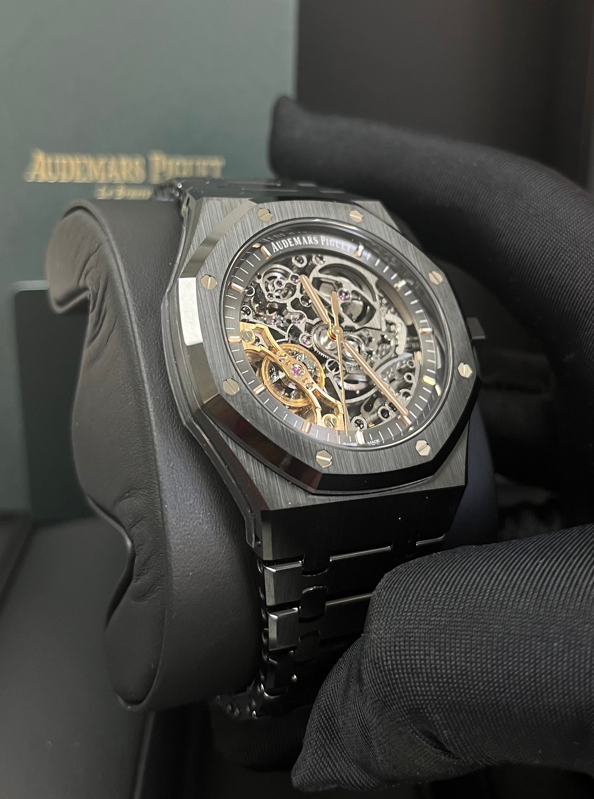 Audemars Piguet Royal Oak 41mm Double Balance Wheel Openworked Watch Ref.15416CE.OO.1225CE.01 - Luxury Skeleton Dial for Men, Premium Stainless Steel & Ceramic - Perfect for Business Meetings, Gala Events & Collector's Showcase