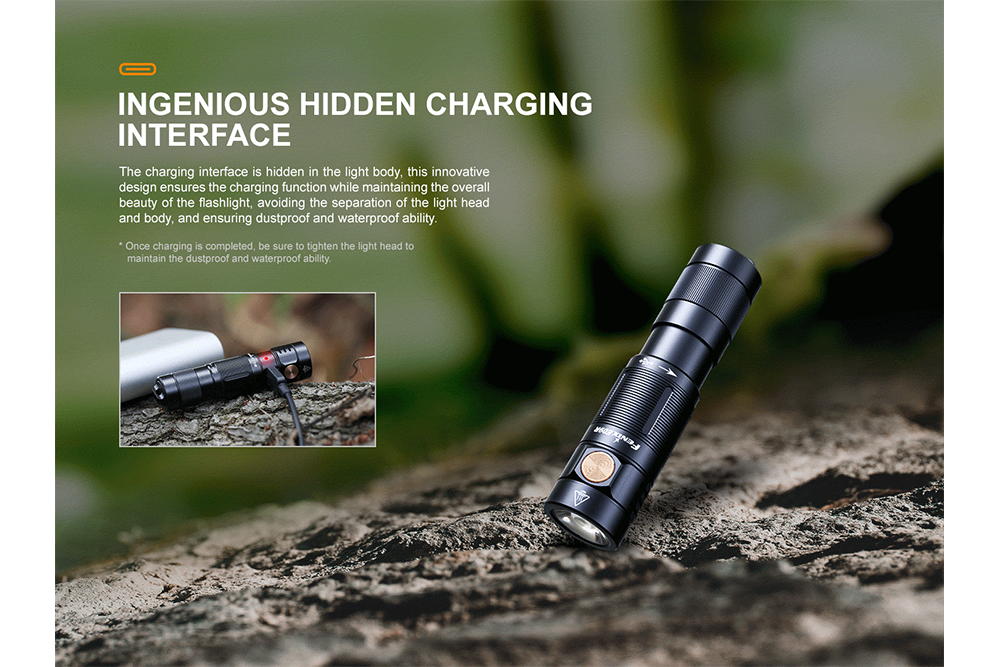 Fenix E09R Rechargeable Flashlight 600 Lumens - Compact High Output LED Torch for Camping, Hiking & Emergency Use