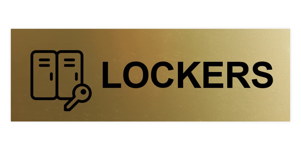 Small Brushed Gold Basic Lockers Sign - Perfect for Gyms, Schools, and Storage Rooms