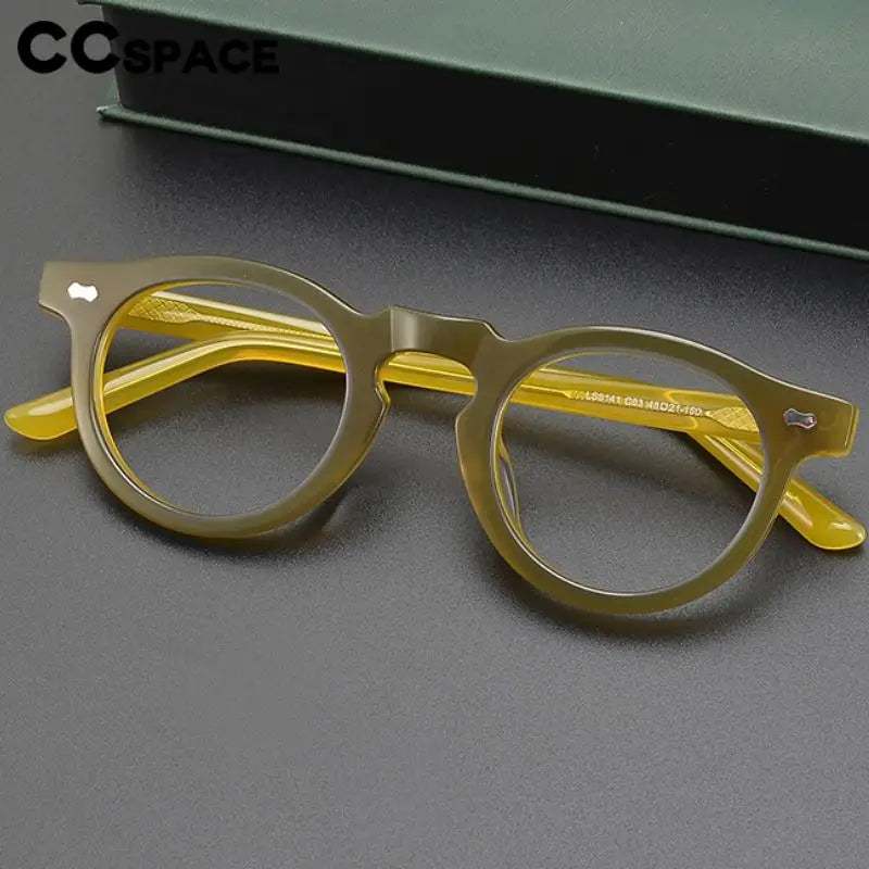 CCspace Unisex Full Rim Round Acetate Eyeglasses 57331 - Stylish & Lightweight Frame for Men & Women - Perfect for Reading, Work & Fashion Accessories