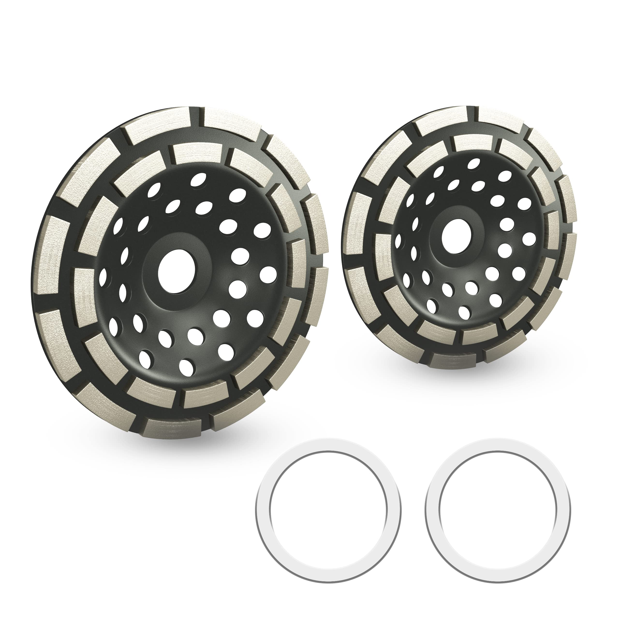 7 Inch Double Row Diamond Cup Grinding Wheel (Pack of 2) - Heavy Duty for Angle Grinder, Fits 7/8