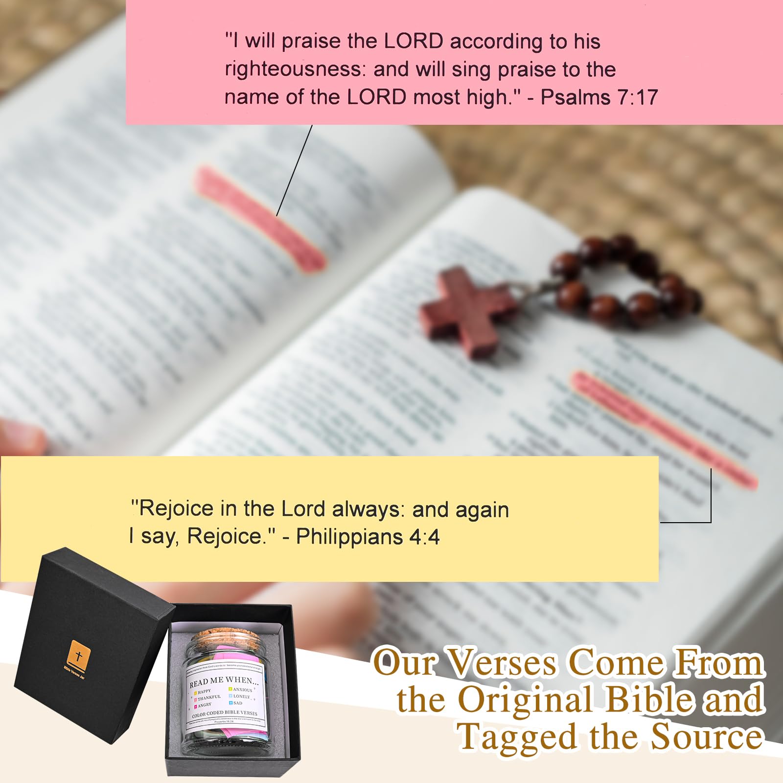 Bible Verse Jar - Christian Gift for Easter, Graduation & Birthdays - Inspirational for Women, Men, Mom, Dad