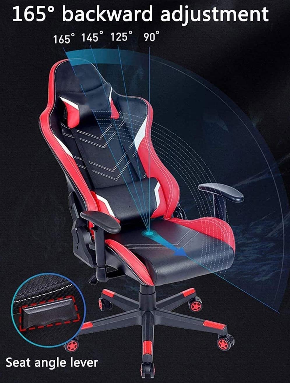 Premium Ergonomic Gaming & Office Chair with Adjustable Headrest & Lumbar Support - 360° Swivel Reclining Racing Chair for Adults, Men & Women - Perfect for Home Office, Gaming Setup & Workstation (Blue)