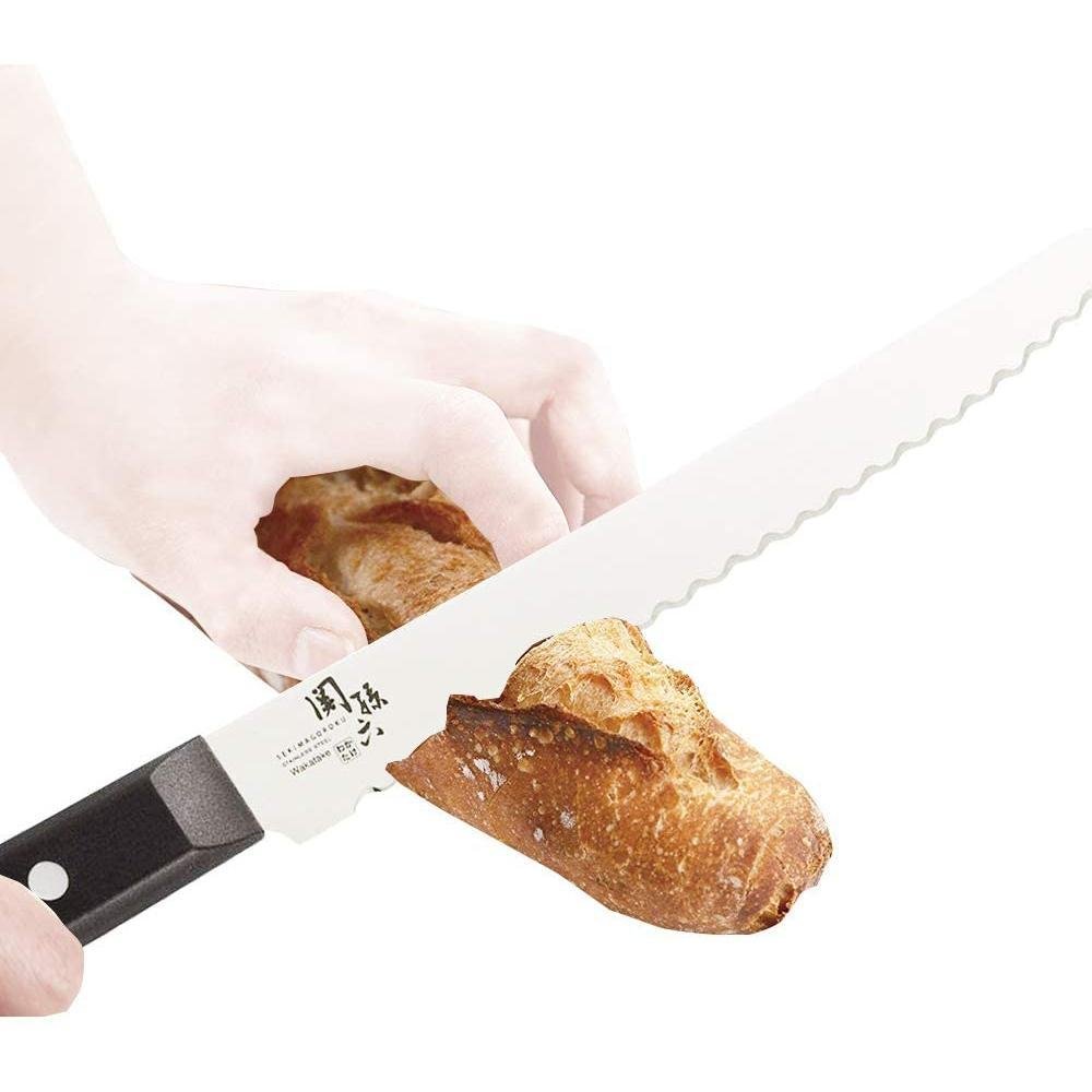 Premium KAI Seki Magoroku Wakatake 210mm Bread Knife AB5425 - Sharp Japanese Stainless Steel Blade for Slicing Bread, Cakes & Pastries - Perfect for Home Bakers & Professional Kitchens