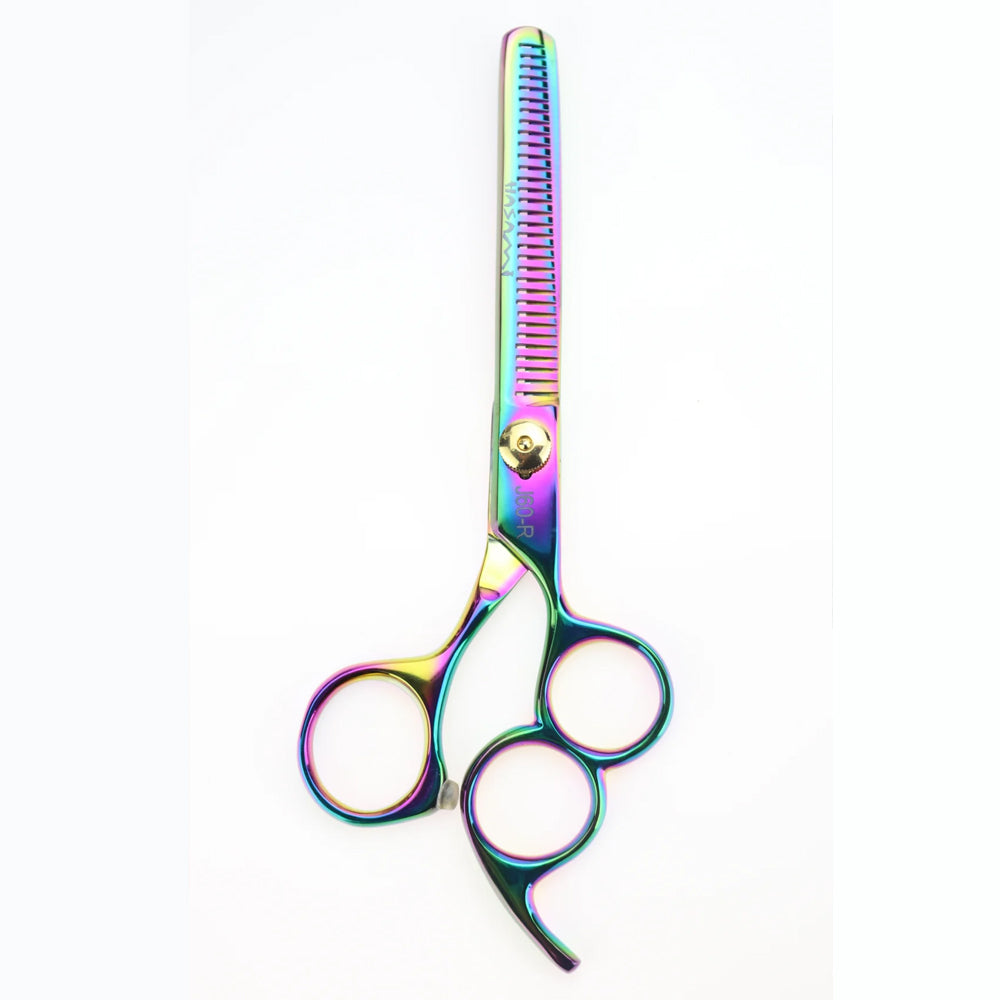 Professional 6 Inch Thinning Shears with Titanium Finish & Double Teeth (K60 R) - Perfect for Hair Styling, Texturizing, and Layering Cuts