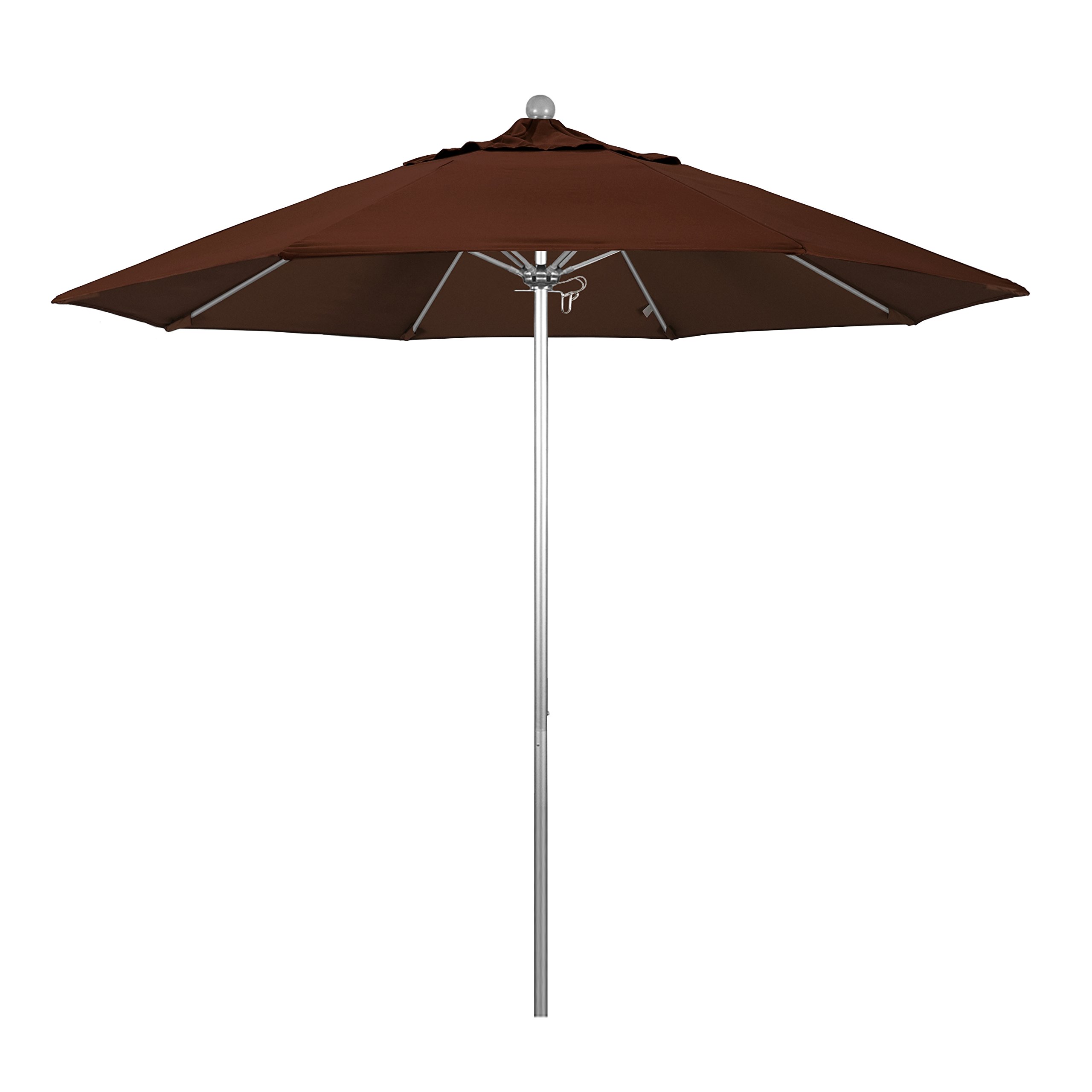 California Umbrella 9' Round Patio Umbrella with Aluminum/Fiberglass Frame - Push Button Tilt Mechanism, Silver Pole - Perfect for Outdoor Dining, Poolside Lounging & Backyard Relaxation
