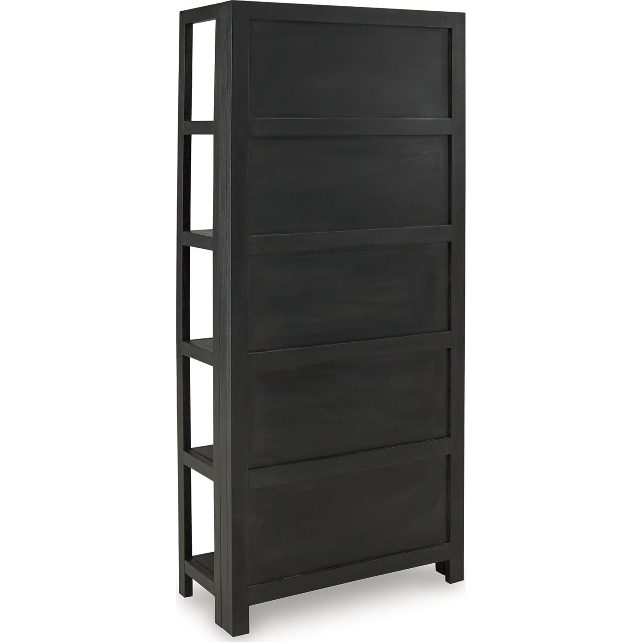 Abyard 5-Shelf Wooden Bookcase - Black/Natural Finish for Home Office, Living Room & Bedroom Storage & Organization