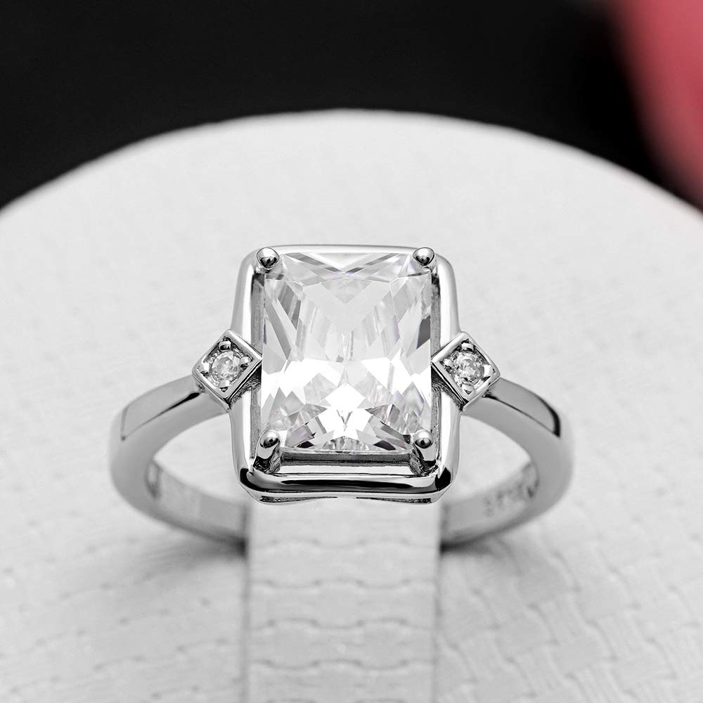 Ginger Lyne Candra Women's Engagement Ring - Sterling Silver Radiant Cut Wedding Band, Promise Ring & Bridal Jewelry for Her - Perfect for Proposals, Anniversaries & Special Occasions