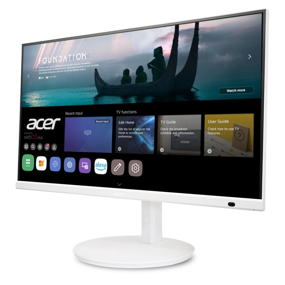 Acer CS272 27-inch IPS Full HD Smart Monitor with WebOS - Streaming TV, Bluetooth, Wireless Projection for Smart Home - Height Adjustable, Swivel, Tilt & Pivot Stand - 99% sRGB, 3Wx2 Speakers - Perfect for Home Office, Gaming & Entertainment