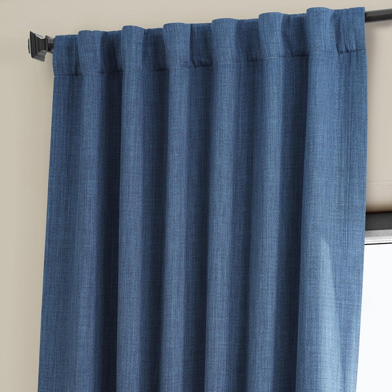Stylish Denim Textured Faux Linen Blackout Curtains for Bedroom & Living Room - Light Blocking Window Treatment for Better Sleep & Privacy