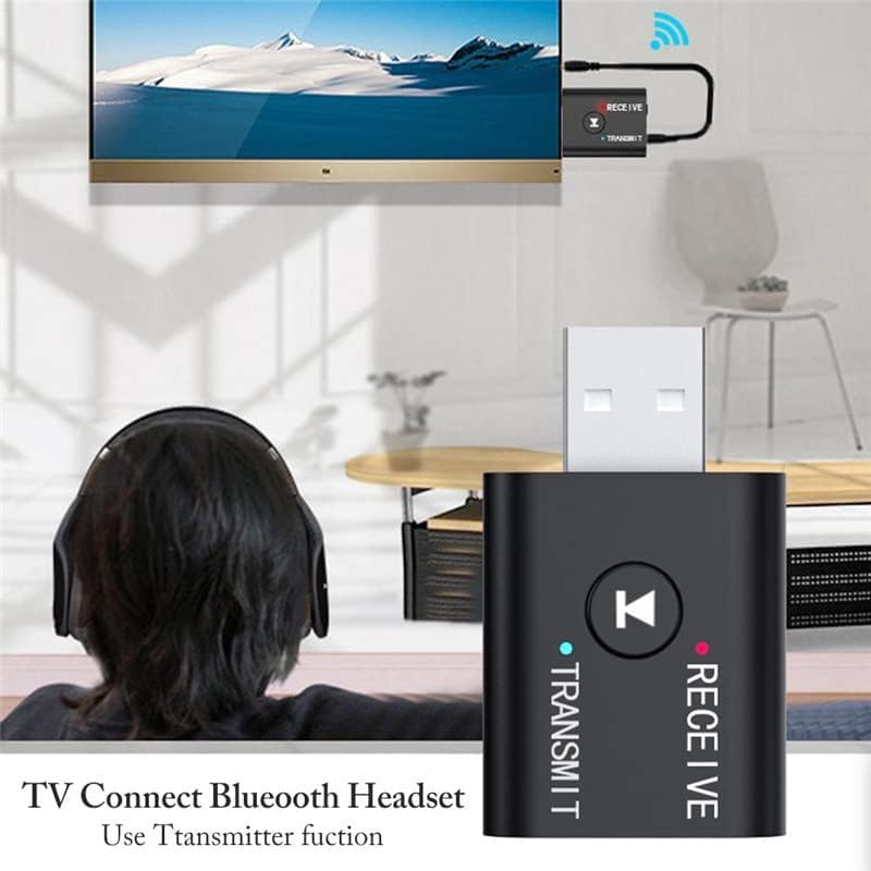 Bluetooth 5.0 2-in-1 Transmitter & Receiver - Wireless Audio Adapter with USB & 3.5mm Aux for Car, TV, PC, Home Stereo, Headphones & Speakers | Hands-Free Calling, Music Streaming & Audio Conversion for Home, Office & Travel