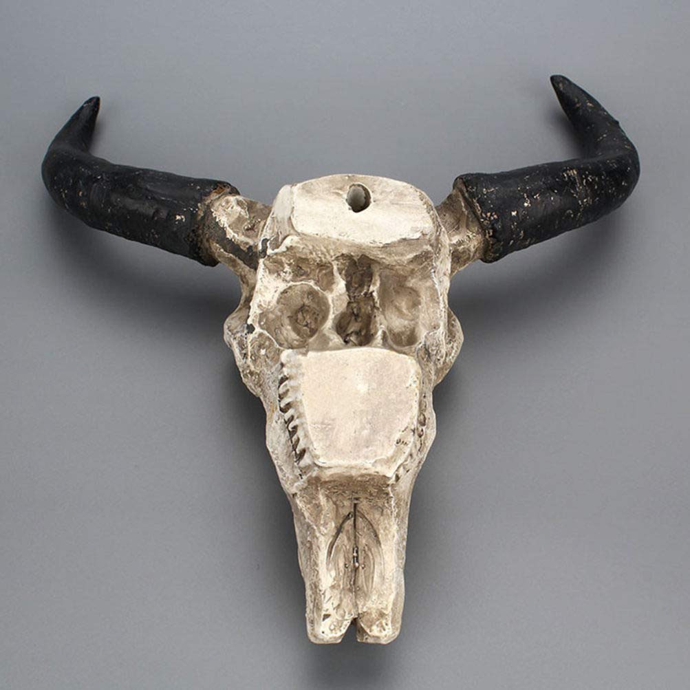 Resin Longhorn Cow Skull Wall Decor - 3D Animal Sculpture for Western Home, Ranch, or Bar | Wildlife Figurine for Cabin, Man Cave & Southwestern Interior Design