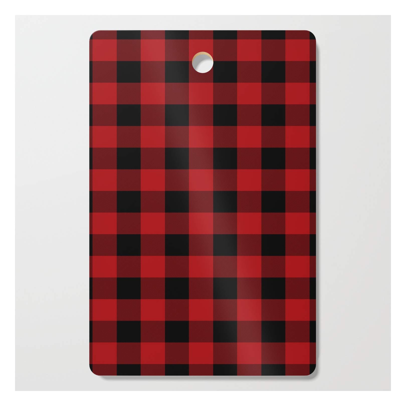 Red & Black Buffalo Plaid Kitchen Cutting Board - Durable Rectangle Wooden Chopping Board for Meat, Vegetables & Cheese | Perfect for Holiday Cooking, Charcuterie Boards & Home Decor