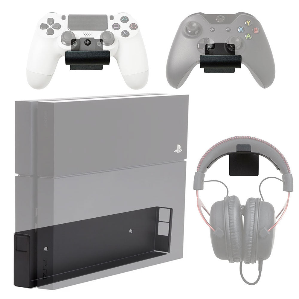 HIDEit PS4 Wall Mount Bracket - Black | Secure Vertical or Horizontal Mounting for PlayStation 4 | Space-Saving Gaming Setup for Living Room or Bedroom