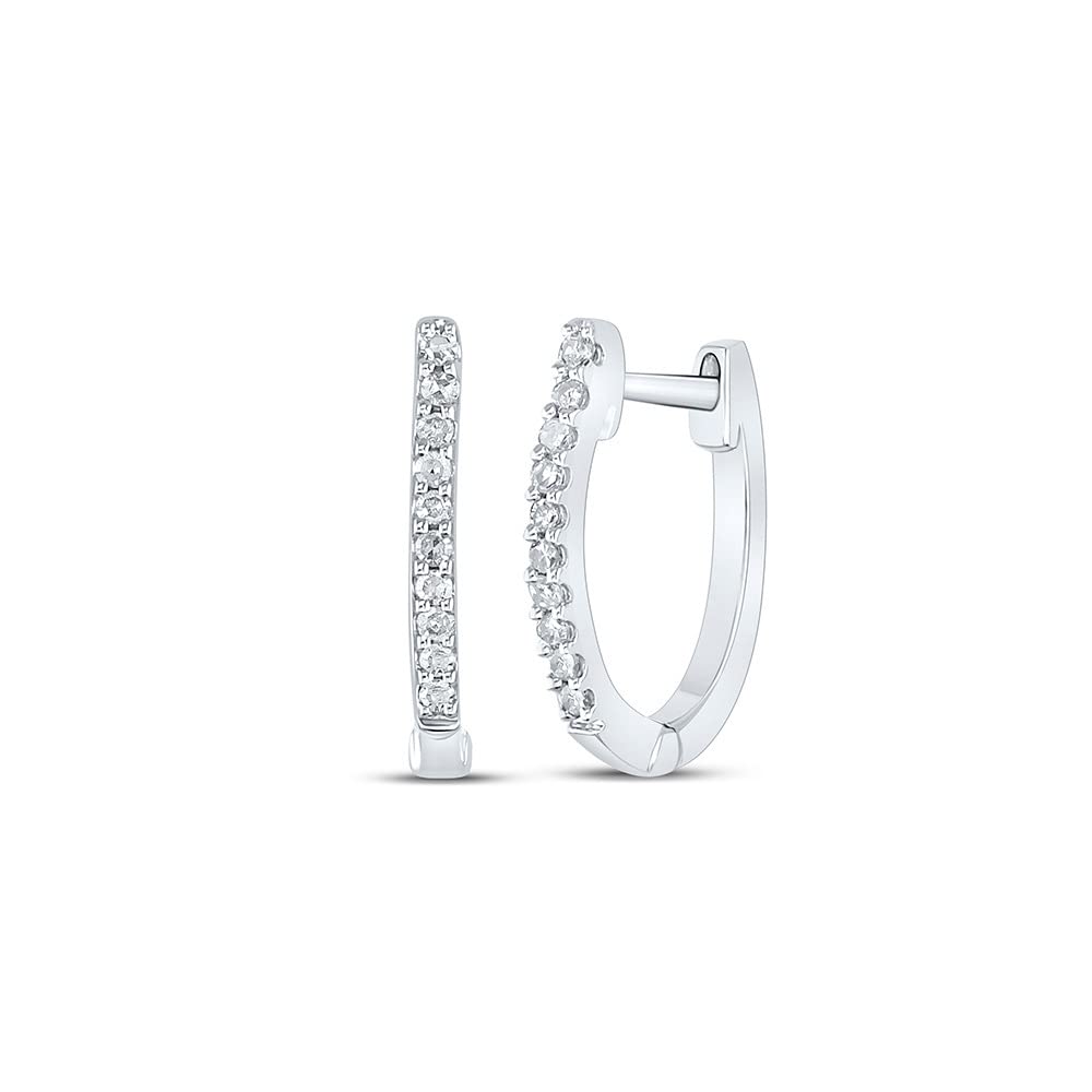 10K White Gold Women's Round Diamond Hoop Earrings - 1/12 CTTW - Elegant Everyday Jewelry for Work & Special Occasions
