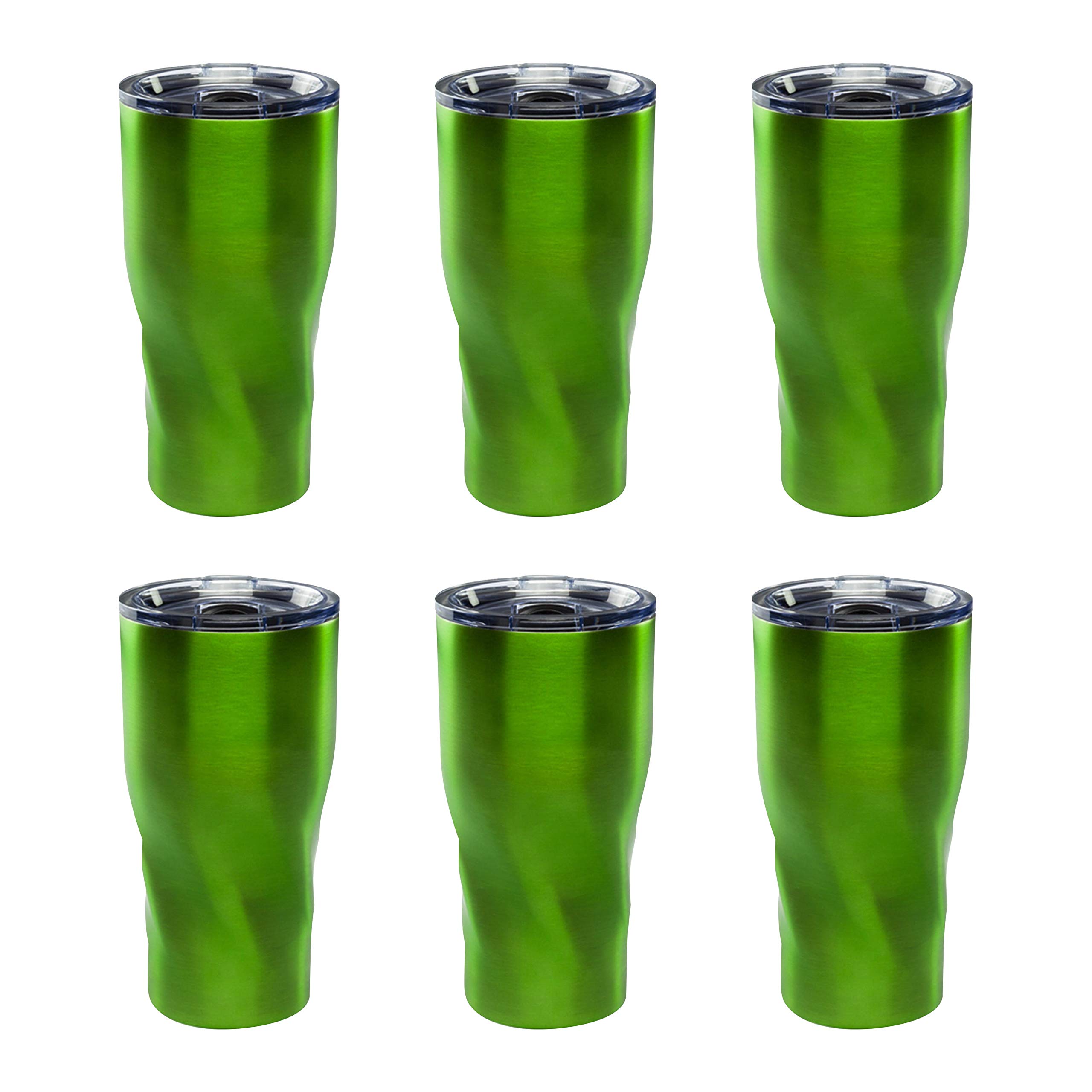 Wavey Mavey 20 oz Vacuum Insulated Travel Mugs 6-Pack - Green | Leak-Proof Stainless Steel Coffee Tumblers for Hot & Cold Drinks | Perfect for Commuting, Camping & Office Use