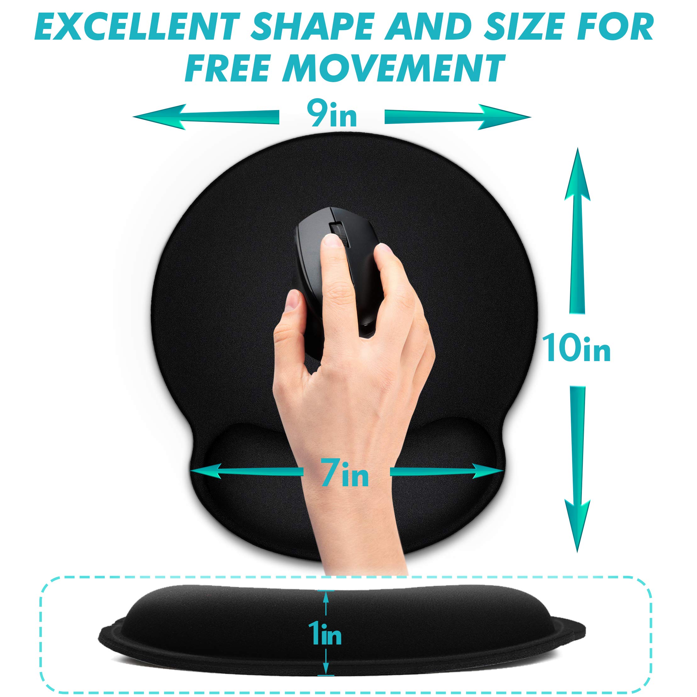 TONOS Ergonomic Mouse Pad with Memory Foam Wrist Rest - Comfortable Non-Slip Desk Pad for Computer, Laptop, Office & Home Use - Smooth Surface Gaming Mouse Mat for Wrist Pain Relief & Long Work Sessions