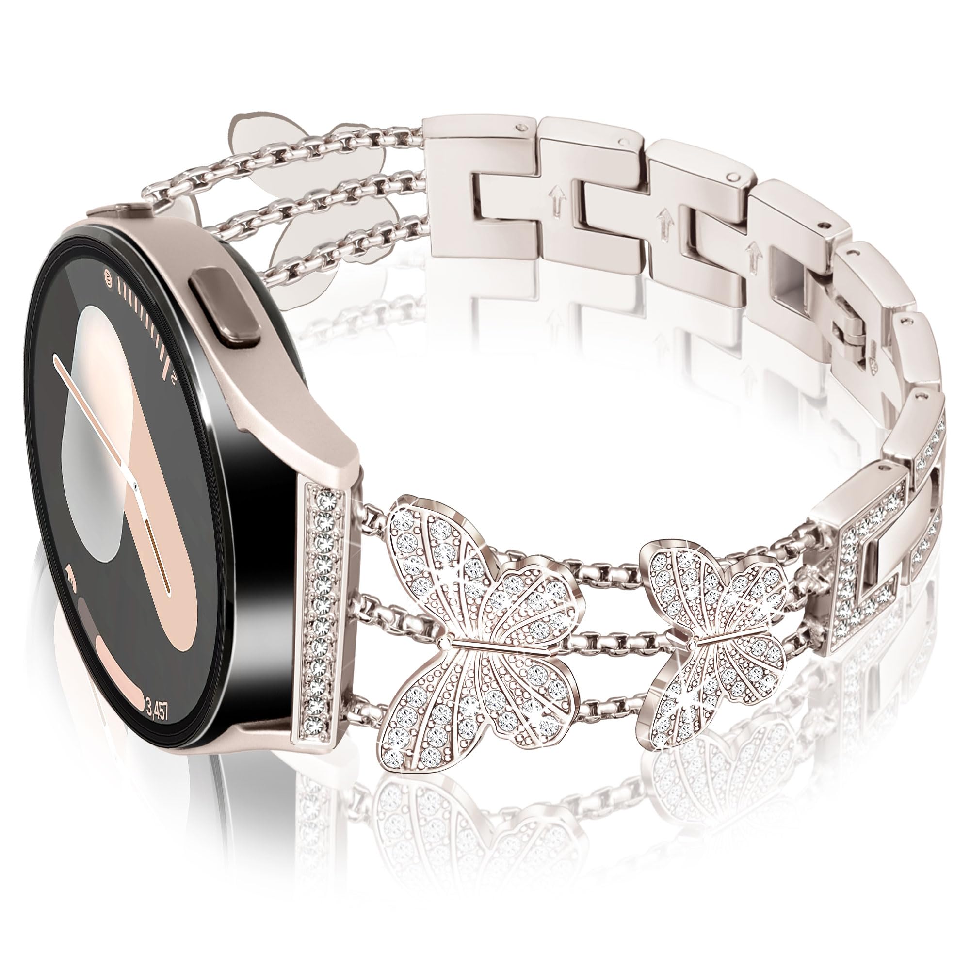 Ocaer Bling Metal Strap for Samsung Galaxy Watch 7/6/5/4 - 20mm Women's Fashion Accessory for Work & Party