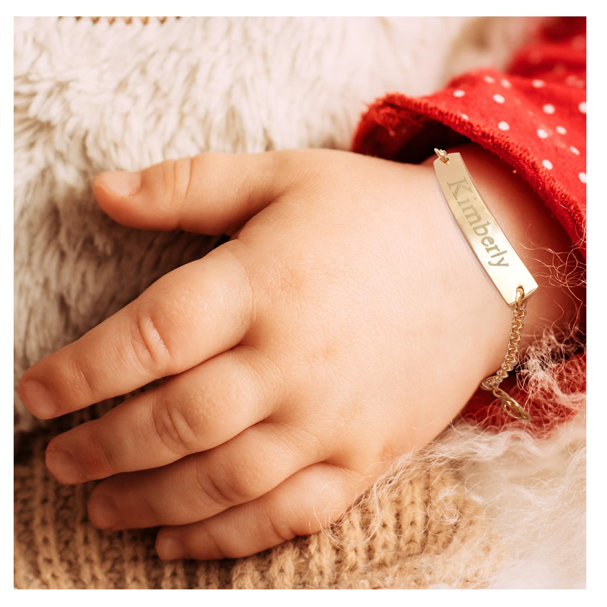Personalized Baby Bracelets for Girls & Boys - 18k Gold Plated Custom Name Toddler Jewelry - Perfect for Christening Gifts, Baby Showers & First Birthday Presents