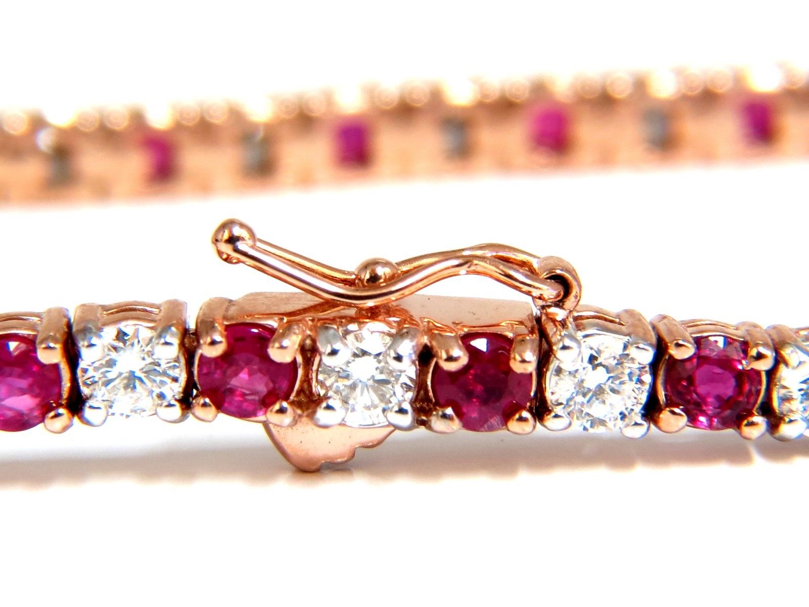6.51ct Vivid Red Natural Ruby & Diamond Alternating Tennis Bracelet in 14K Gold - Elegant Jewelry for Weddings, Parties & Special Occasions