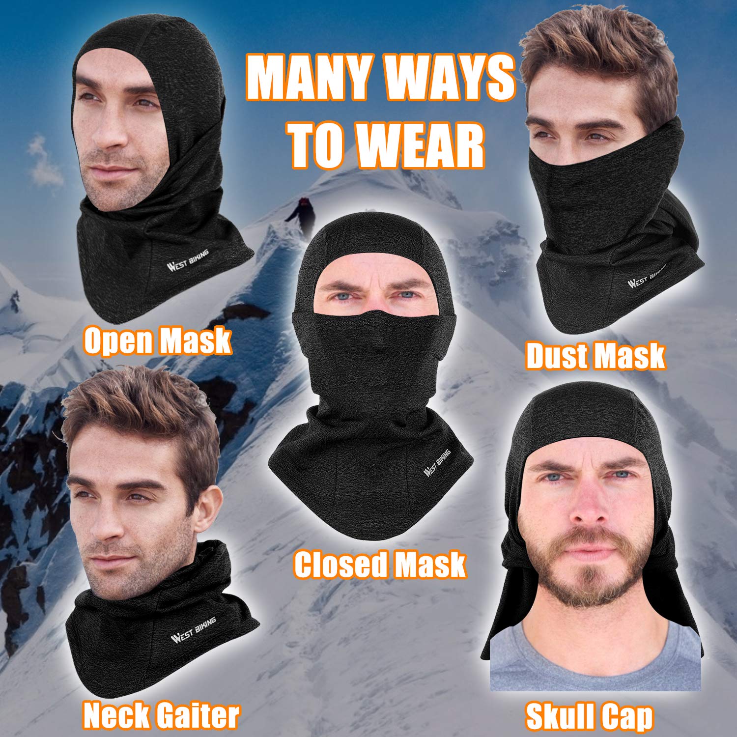 WESTGIRL Balaclava Winter Ski Mask - Windproof Thermal Fleece Face Cover for Cold Weather | Perfect for Skiing, Snowboarding, Cycling & Outdoor Winter Sports | Stay Warm During Hiking, Motorcycling & Snow Activities