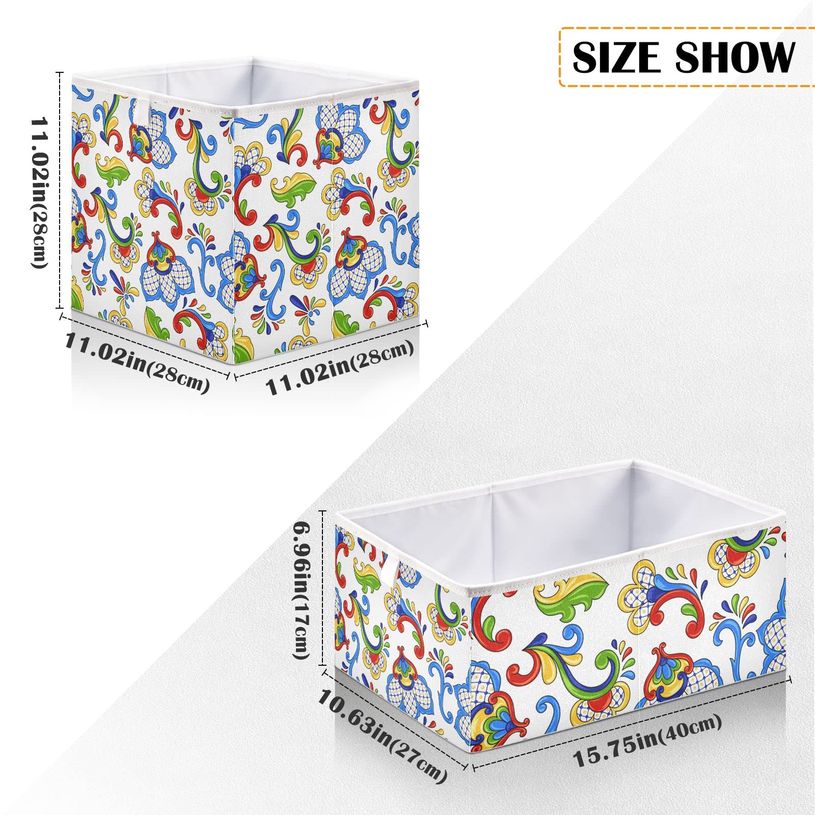 Mexican Ethnic Style Rectangular Collapsible Storage Basket - Foldable Storage Bin Organizer for Home, Kitchen, Office | Perfect for Gift Wrapping, Pantry Organization & Closet Storage