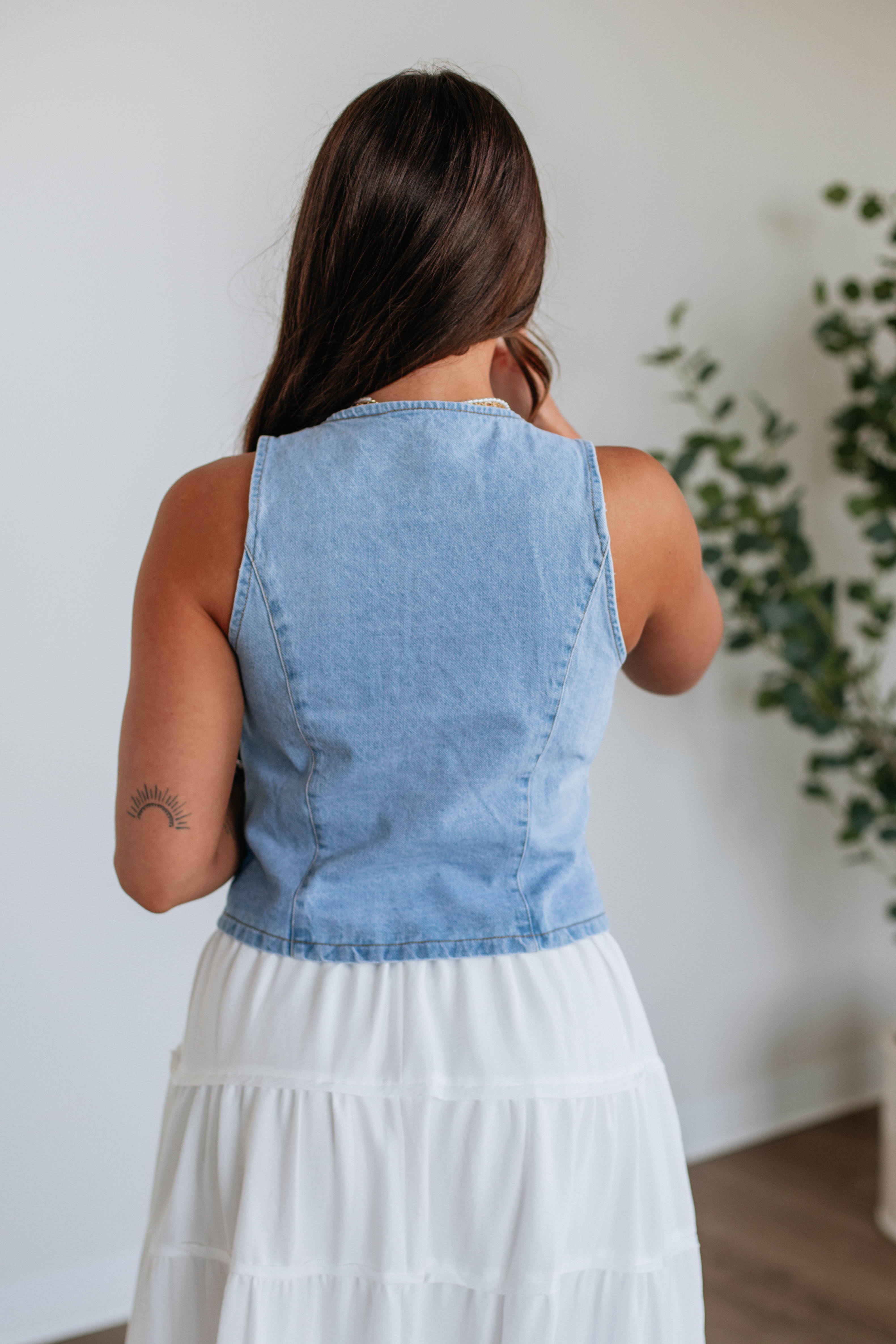 Women's Hattie Denim Vest Jacket - Stylish Distressed Light Wash Denim Vest for Casual Outfits | Perfect for Layering, Spring/Fall Fashion, and Outdoor Activities