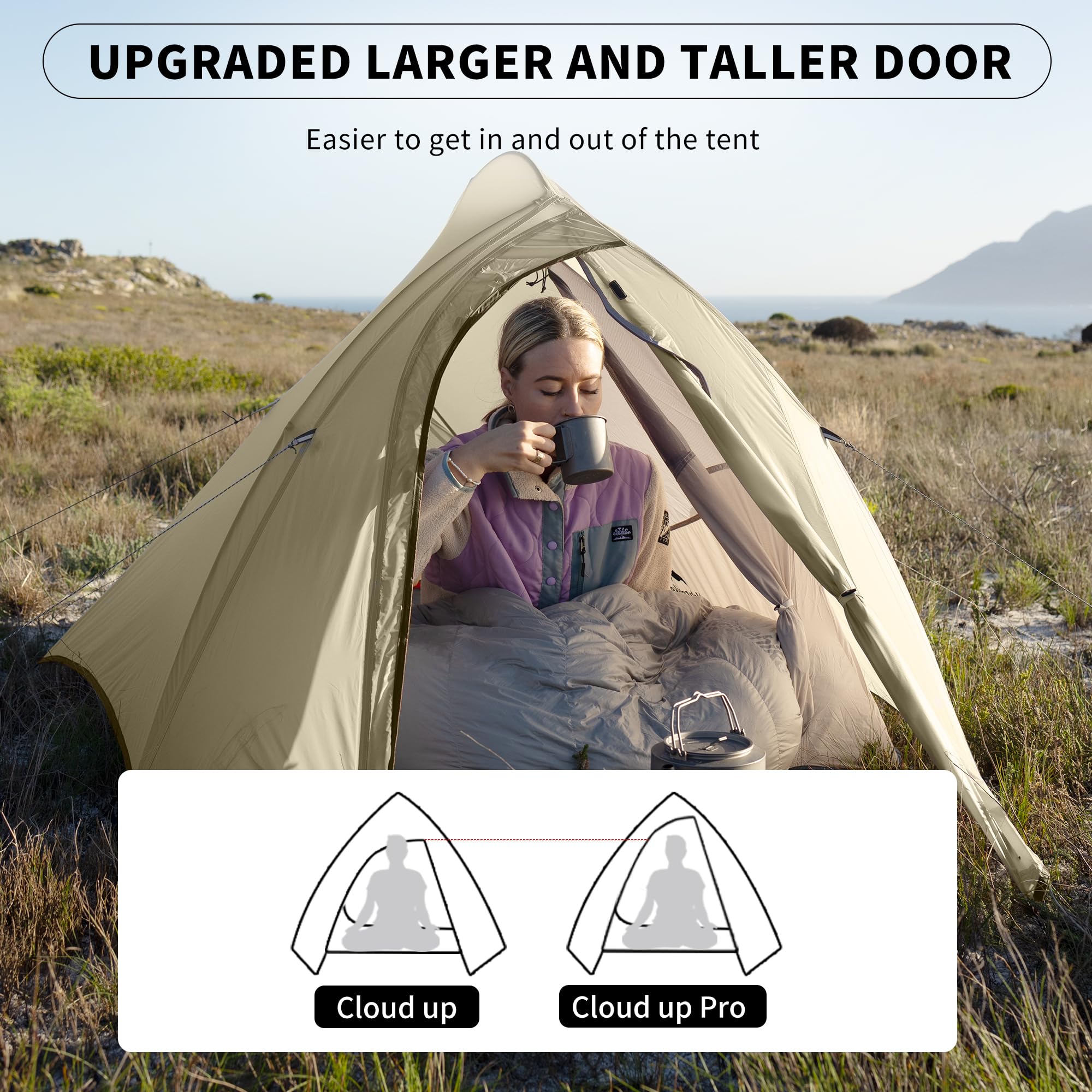 Naturehike Cloud Up Pro 2 Person Ultralight Backpacking Tent - 4 Season Waterproof Hiking & Camping Tent for Outdoor Adventures - Perfect for Backpacking, Mountaineering & Wilderness Expeditions