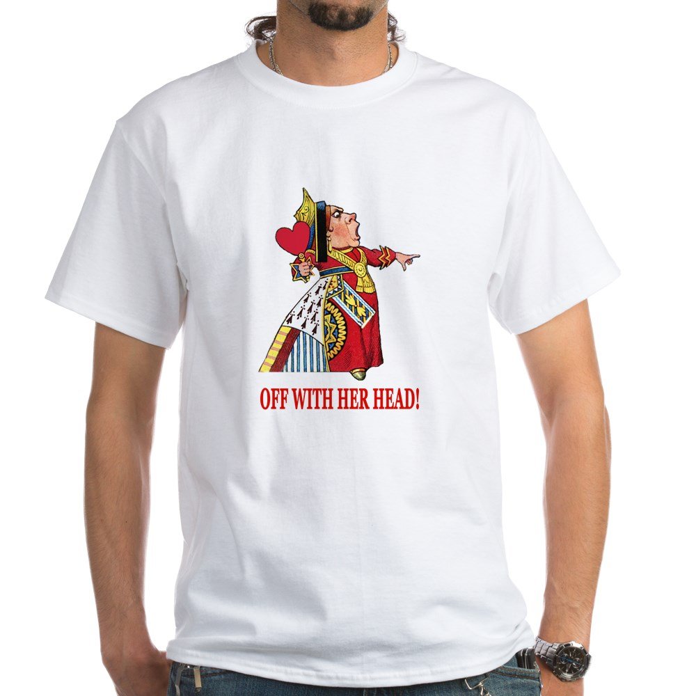 The Queen of Hearts White Cotton T-Shirt | Funny Alice in Wonderland Graphic Tee | Casual Wear for Women, Cosplay & Themed Parties